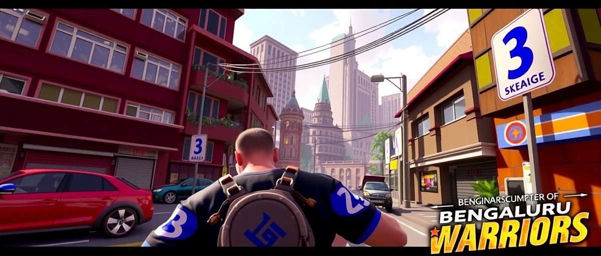 Bengaluru Warriors City Navigation Bengaluru Warriors gameplay showing a character navigating through Bangalore's streets